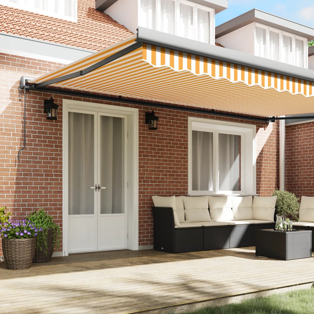 vidaXL Αυτόματη Τέντα - Πορτοκαλί και Λευκή, 500x300 cm