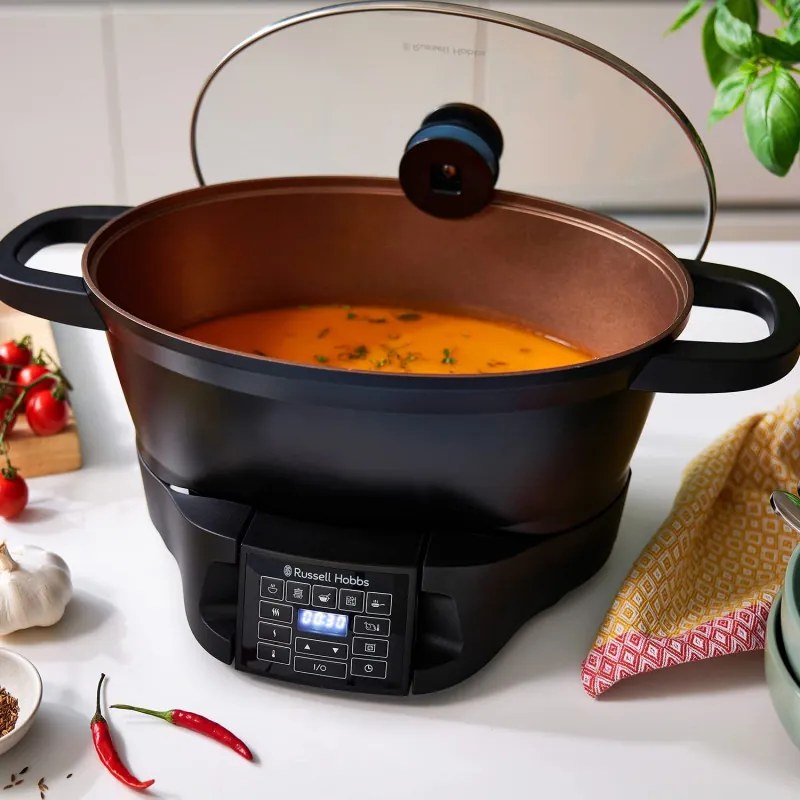 Russell Hobbs Good-to-Go Multicooker 28270-56, 750W, 6.5L, 8 προγράμματα, Χρονοδιακόπτης, Κρύες λαβές, 59% πιο ενεργειακά αποδοτικό, Εύκολο καθάρισμα, Μαύρο