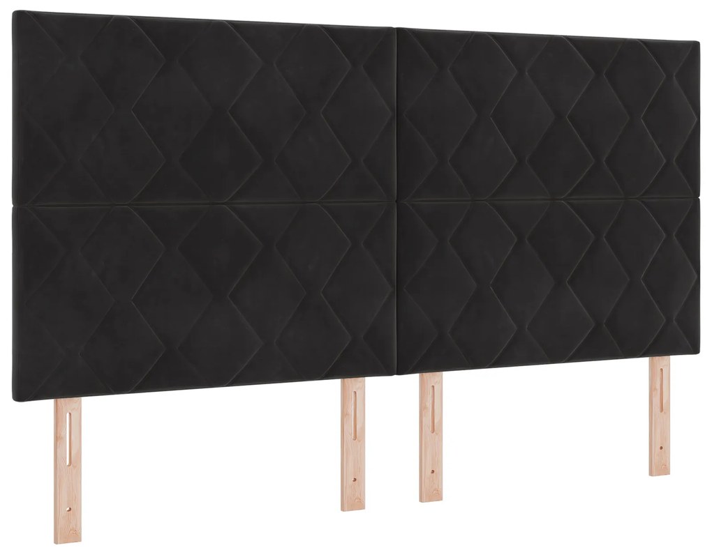 vidaXL Κρεβάτι Box Spring με Στρώμα & LED Μαύρο 180x200 cm Βελούδο
