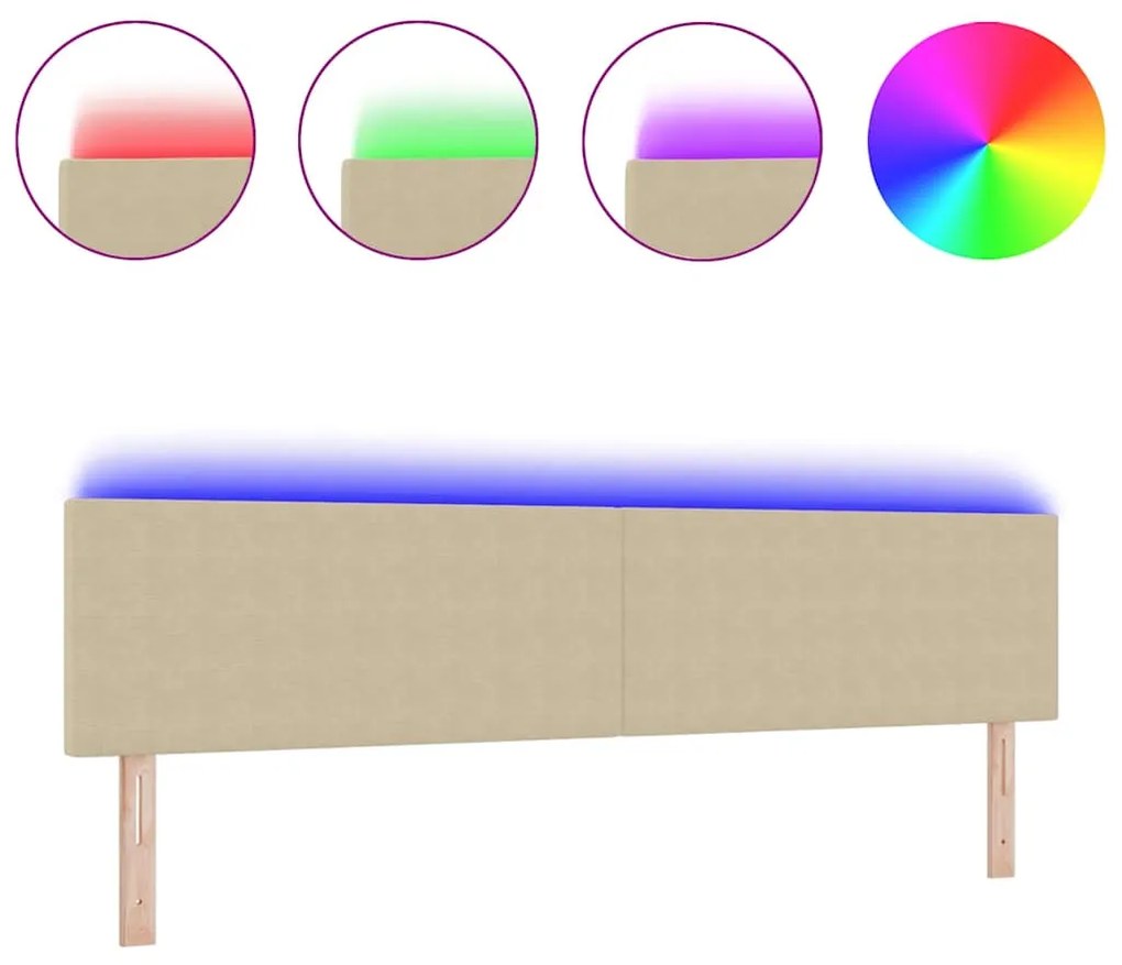 vidaXL LED κεφαλάρι με φώτα λωρίδας LED Γκρι Πράσινο 200 cm ύφασμα