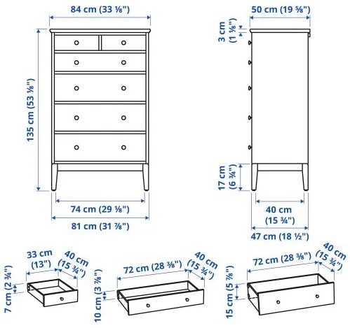 IDANÄS συρταριέρα με 6 συρτάρια, 84x135 cm 204.587.00