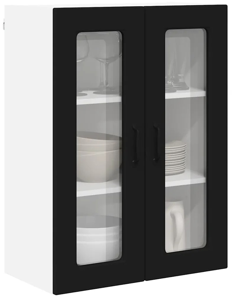 vidaXL Κρεμαστό ντουλάπι κουζίνας με ράφι Μαύρο 60 x 31 x 80 εκ.