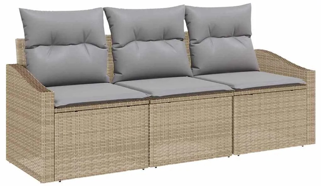 vidaXL Σετ Καναπέ Κήπου 3 pcs Μπεζ Πολυ ράταν