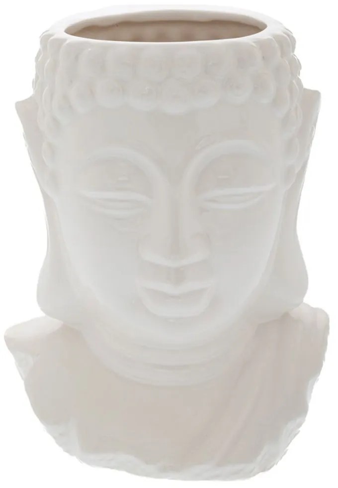 Κασπώ Κεφάλι Βούδα 85082 21x16.5x25.5cm White Πηλός