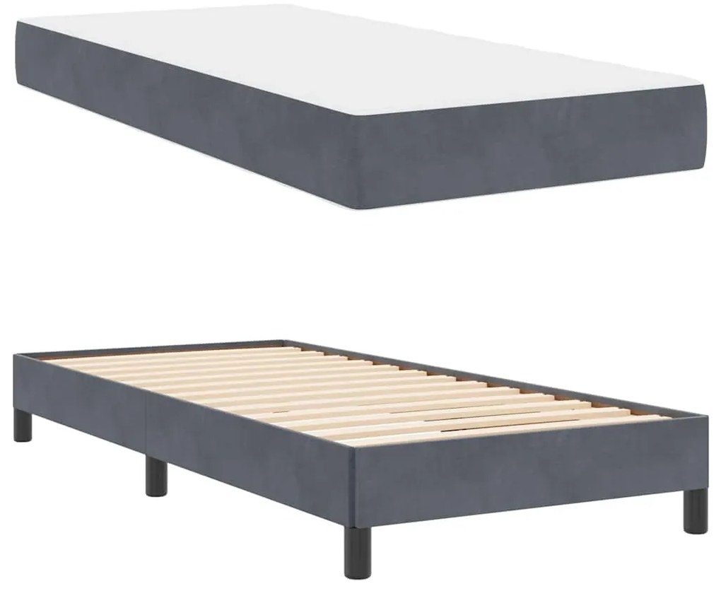 vidaXL Κρεβάτι box spring με στρώμα Σκούρο Γκρι 90 x 190 cm Βελούδο