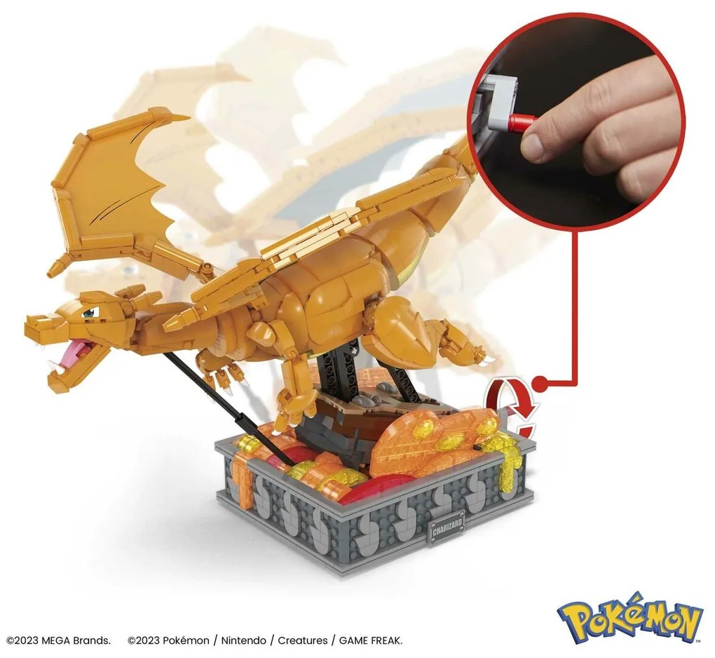 Κατασκευαστικό σετ Pokémon Mega Construx -  Motion Charizard 1664 Τεμάχια