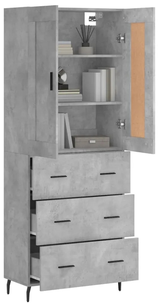 vidaXL Ντουλάπι Γκρι Σκυροδέματος 69,5x34x180 εκ. Επεξεργασμένο Ξύλο
