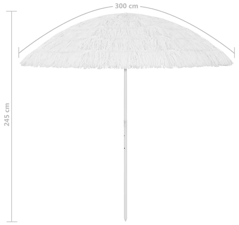 Ομπρέλα Θαλάσσης Hawaii Λευκή 300 εκ. - Λευκό