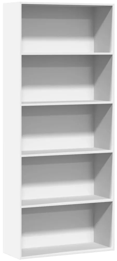 vidaXL Βιβλιοθήκη με 5 Ράφια Λευκή 80x30x189 εκ. Επεξεργασμένο Ξύλο