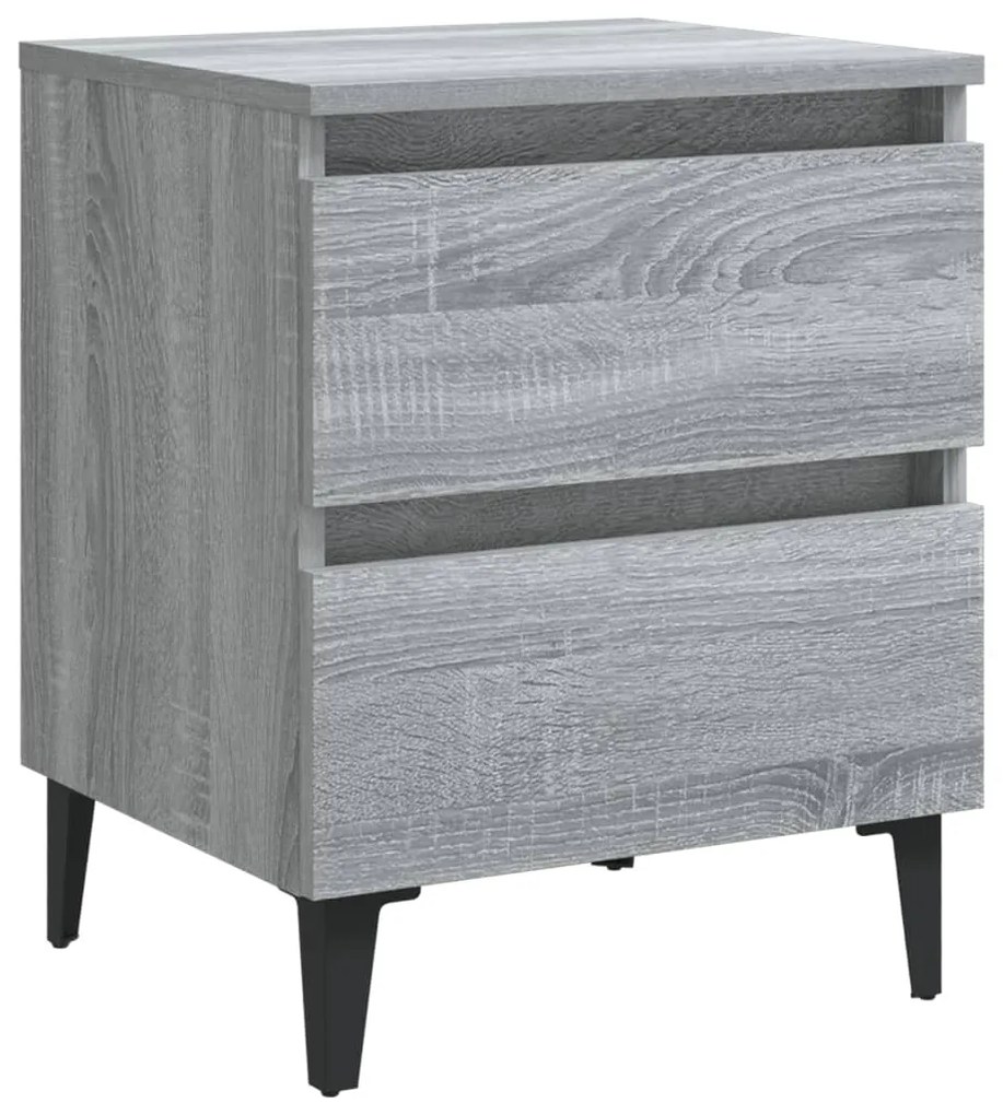 vidaXL Κομοδίνα 2 τεμ. Γκρι Sonoma 40 x 35 x 50 εκ. με Μεταλλικά Πόδια