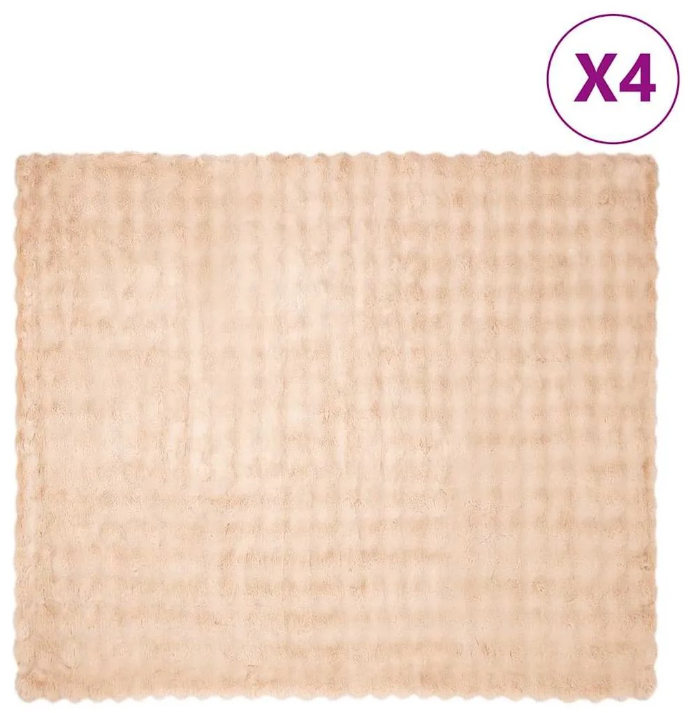 vidaXL Ψεύτικη κουβέρτα από κουνέλι 4 pcs Μπεζ 240 x 270 εκ.