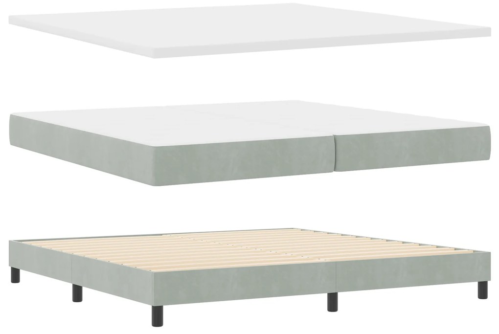 vidaXL Κρεβάτι με Στρώμα Box Spring Γκρι Ανοιχτό 200x200 εκ Βελούδο