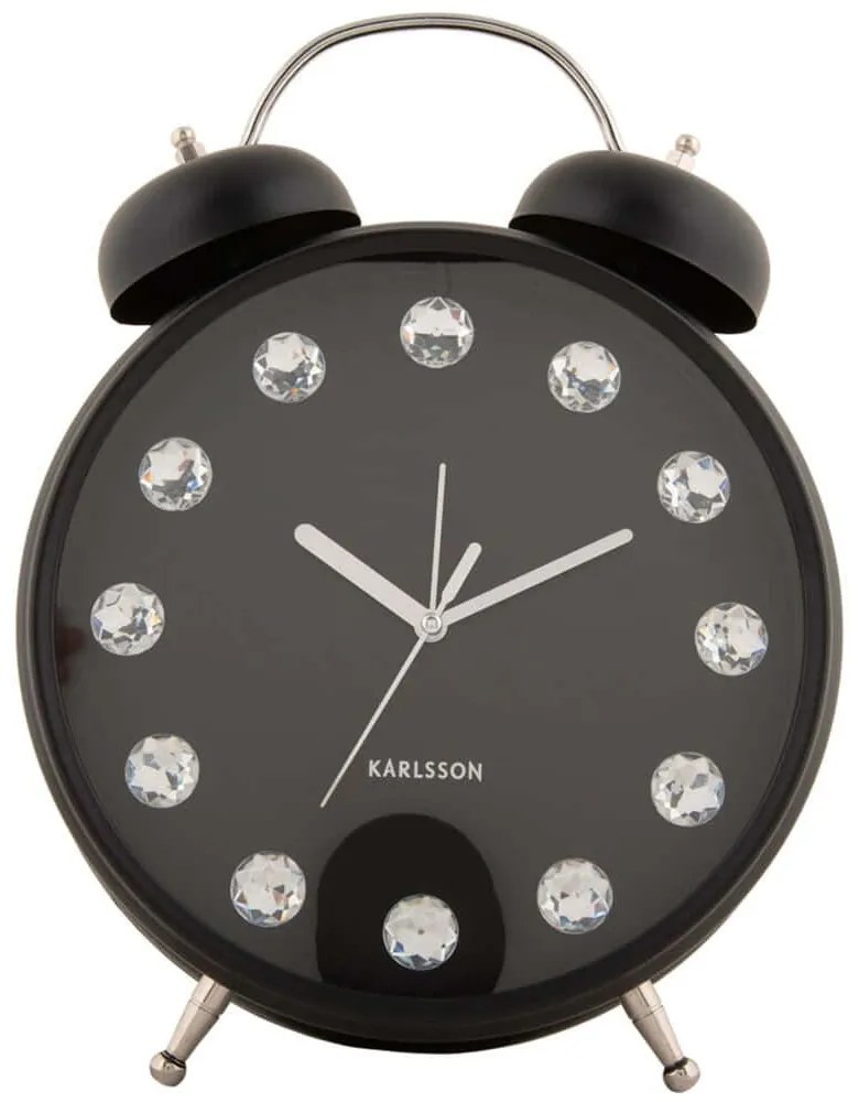 Ρολόι Επιτραπέζιο - Ξυπνητήρι Glam Diamonds XL KA6019BK 23,5x8,2x30,5cm Black Karlsson Metal