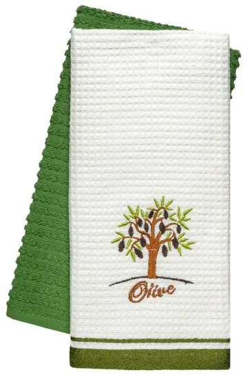 Beauty Home Ποτηρόπανα σετ 2τμχ Olive Art 8814 40x60 Πράσινο