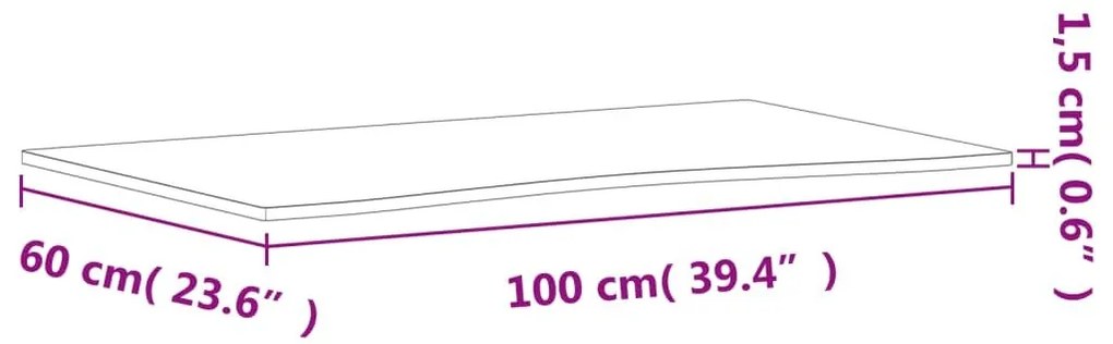 Επιφάνεια Εργασίας 100x(55-60)x1,5 εκ. από Μασίφ Ξύλο Οξιάς - Καφέ