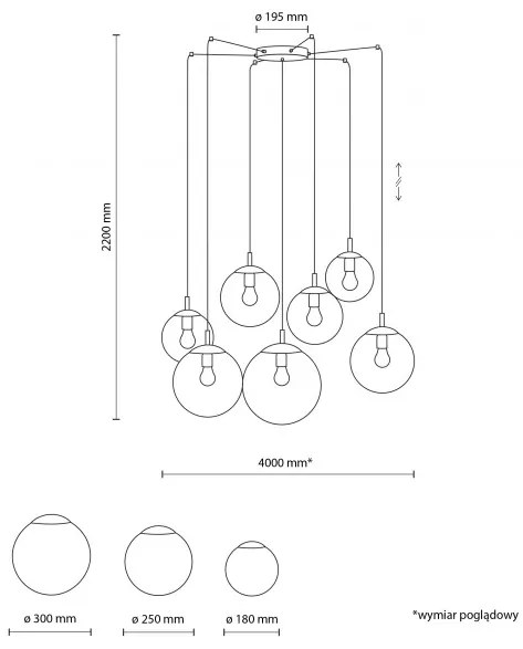 Κρεμαστό Φωτιστικό Οροφής 7xE27 15W IP20 Esme TK Lighting 4794 Λευκό