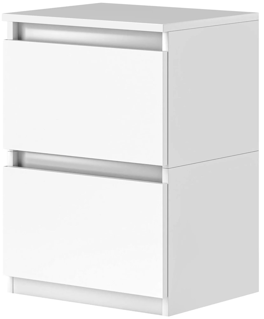 HOMCOM Νυχτικό τραπέζι με 2 συρτάρια, βοηθητικό τραπέζι με αποθηκευτικό χώρο, για σαλόνι, υπνοδωμάτιο, Λευκό