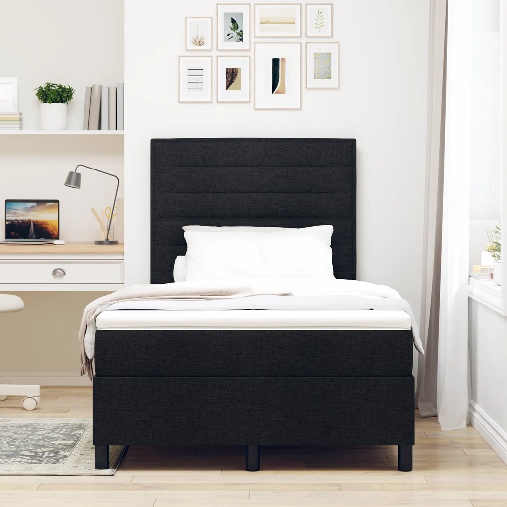 vidaXL Κρεβάτι Box Spring με Στρώμα Μαύρο Μικρό Διπλό Υφασμάτινο