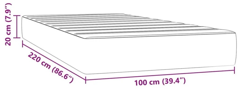 Στρώμα με Pocket Springs Μαύρο 100x220x20 εκ. Βελούδινο - Μαύρο