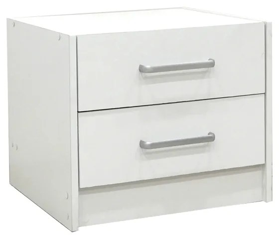 Κομοδίνο OLYMPUS με 2 συρτάρια χρώμα σε λευκή απόχρωση 47.5x40.5x40.5εκ Υλικό: CLIPBOARD 16mm - TOP 25mm WITH 3D PAPER WOOD 123-000212