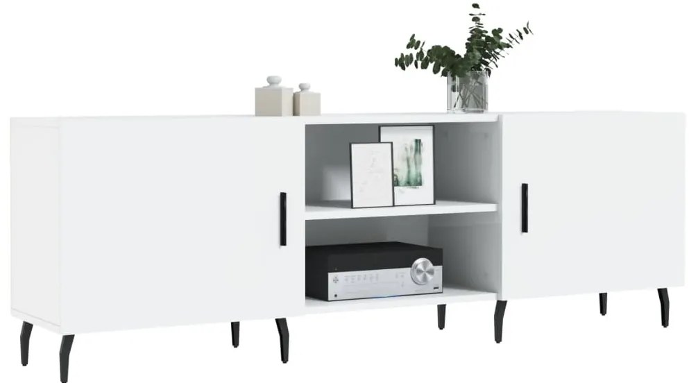 vidaXL Έπιπλο Τηλεόρασης Γυαλ. Λευκό150x30x50εκ.Επεξεργασμένο Ξύλο
