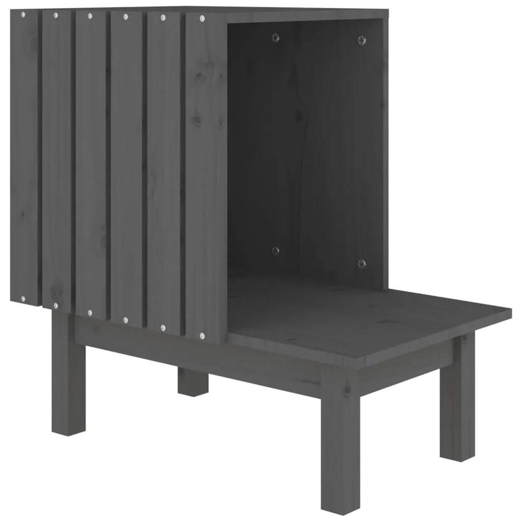 vidaXL Σπίτι Γάτας Γκρι 60 x 36 x 60 εκ. από Μασίφ Ξύλο Πεύκου