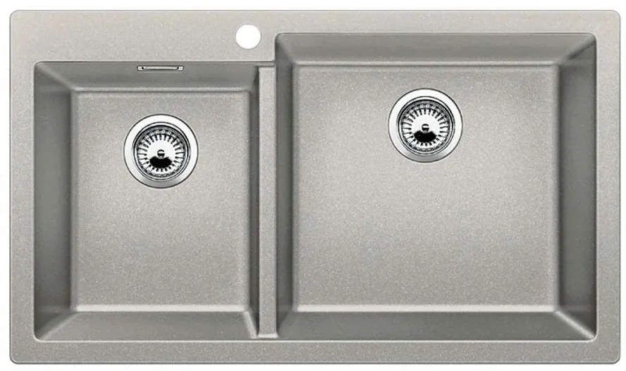 Blanco Pleon 9 Pearl Grey SILGRANIT™ PuraDur™ Γρανιτένιος Νεροχύτης Ένθετος με 2 Γούρνες 86x50cm