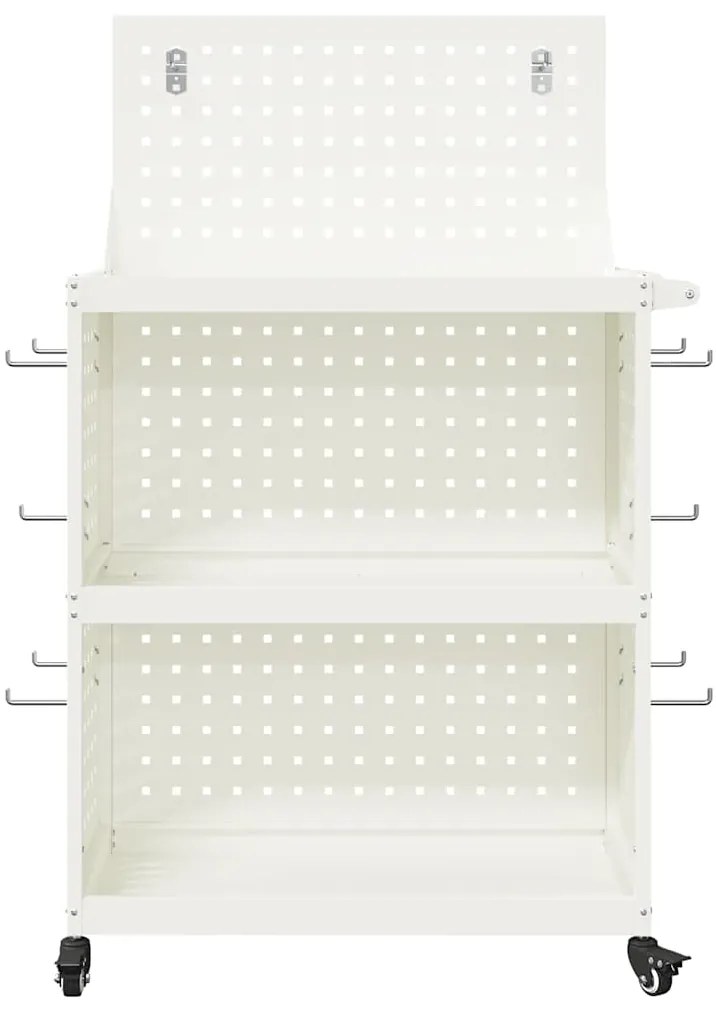 vidaXL Καρότσι εργαλείων με ράφι Λευκό 65 x 35 x 111 εκ Κρύα χάλυβας