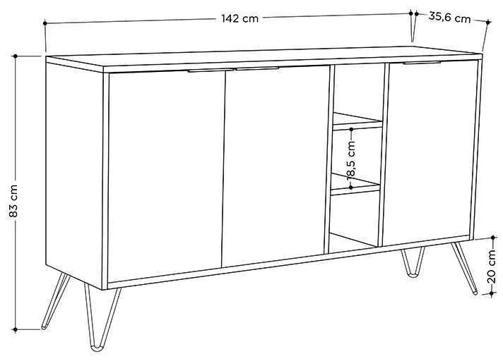Μπουφές μελαμίνης Clara Megapap χρώμα λευκό 142x35,6x83εκ.