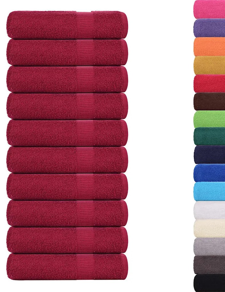 vidaXL Πετσέτες Μπάνιου FROGN 10 τεμ. Μπορντό 100x150 εκ. 360 γρ./μ²