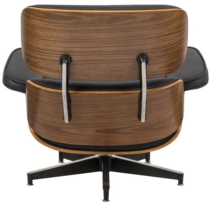 Πολυθρόνα-υποπόδιο relax Jenna μαύρο pu- plywood καρυδί-βάση χρωμίου 82x92x82εκ 82x92x82 εκ.