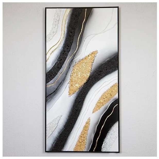 Πίνακας Σε Καμβά Μαύρο-Χρυσό-Λευκό 62x122x4.5cm 755-12038 Estheti-755-12038-Μαύρο-Χρυσό 755-12038