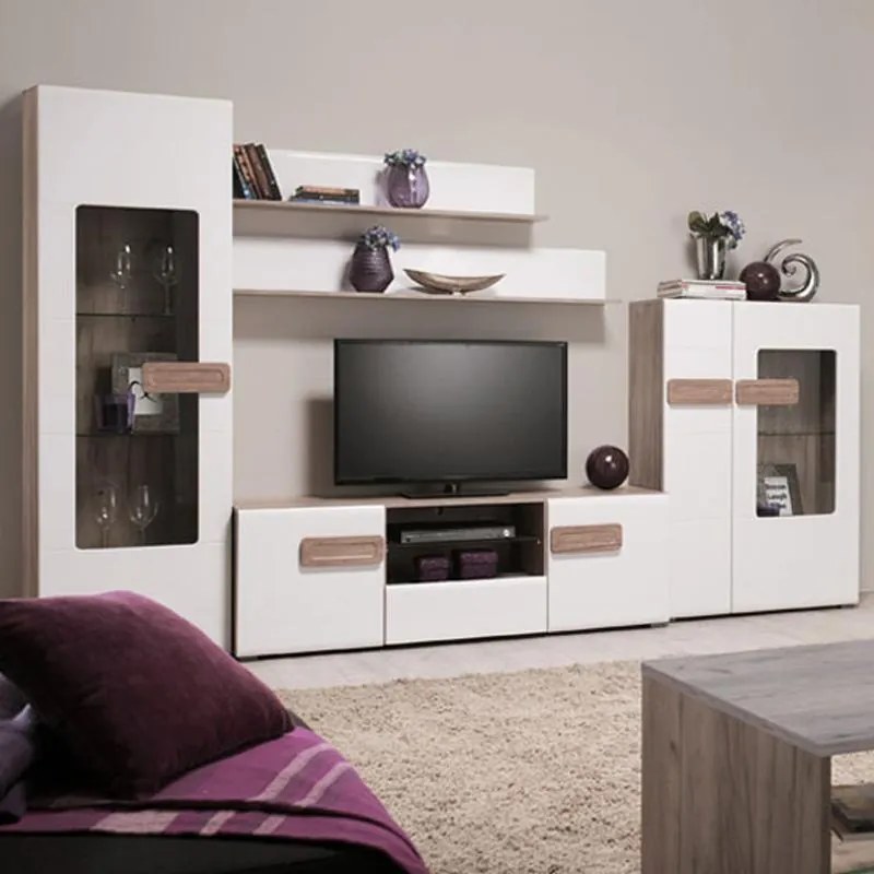 Έπιπλο τηλεόρασης BERT TV 160 Grey oak - Λευκή Λάκκα 160x41,5x52 εκ. 160x41.5x52 εκ.