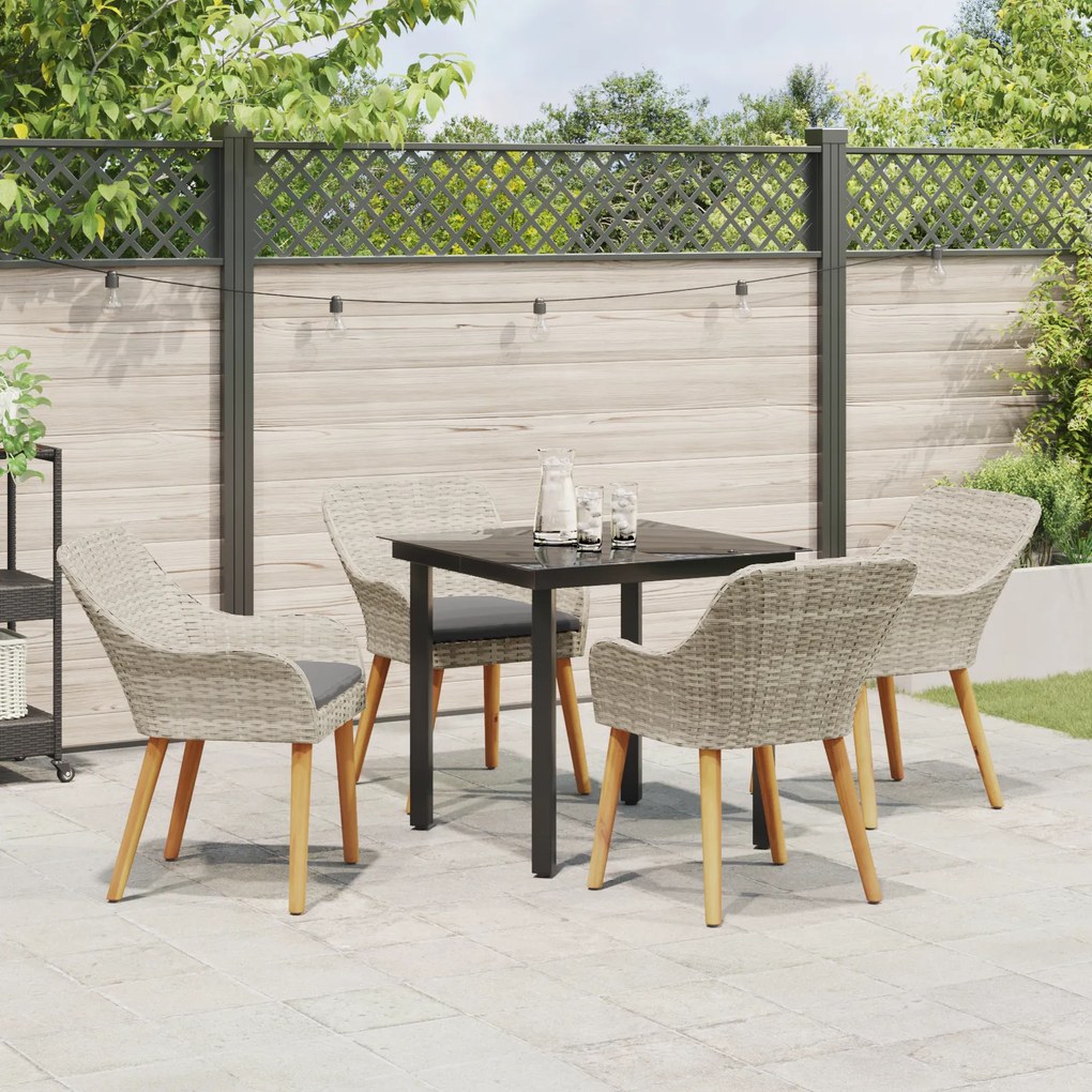 vidaXL Σετ τραπεζαρίας 5 pcs Ανοιχτό γκρι και Μαύρο Μέγεθος: Μεσαίο