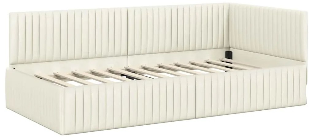 vidaXL Κρεβάτι Γωνίας με κεφαλάρι Κρεμ 100 x 200 cm Βελούδο
