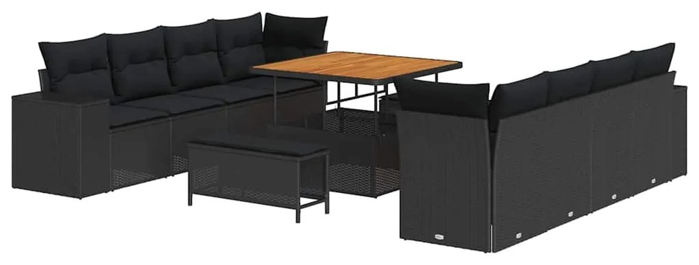 vidaXL Σετ Καναπέ Κήπου 11 pcs Μαύρο συνθετικό ρατάν