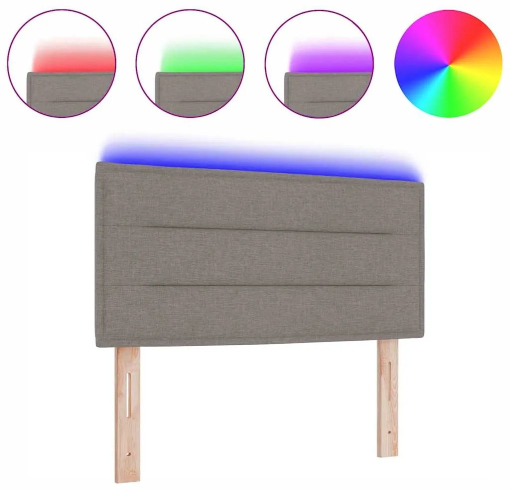 vidaXL LED κεφαλάρι με φώτα λωρίδας LED Επιτοίχιο Taupe 80 cm ύφασμα