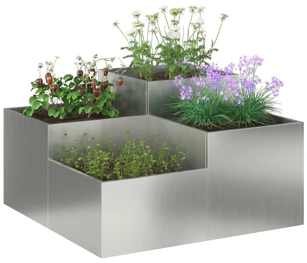 vidaXL Γλάστρα Κήπου Ασημί 80 x 80 x 48 εκ. Γαλβανισμένος χάλυβας