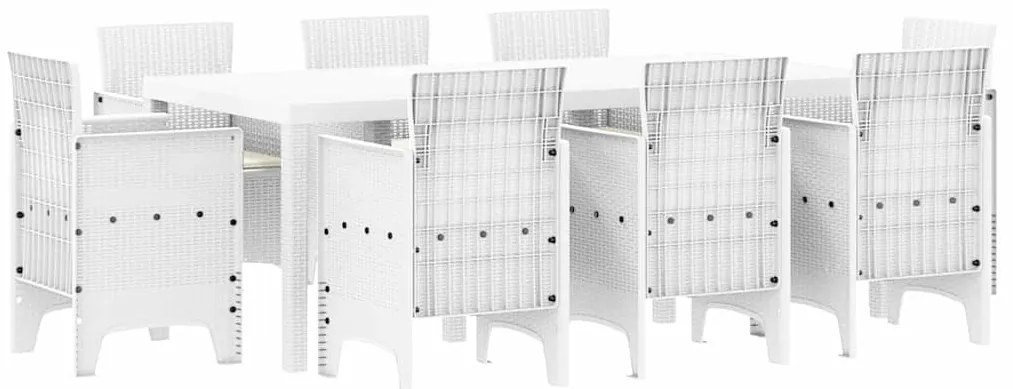 vidaXL Σέτ φαγητού για κήπο 9 pcs Λευκό Rattan Polt