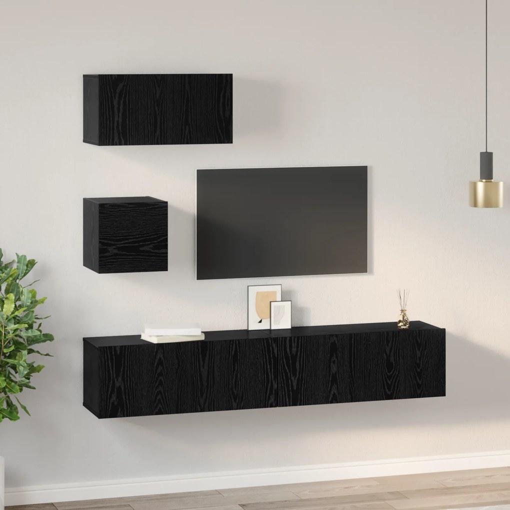 vidaXL Σετ επίπλου τηλεόρασης 4 pcs Μαύρη δρυς 80 x 30 x 30 εκ