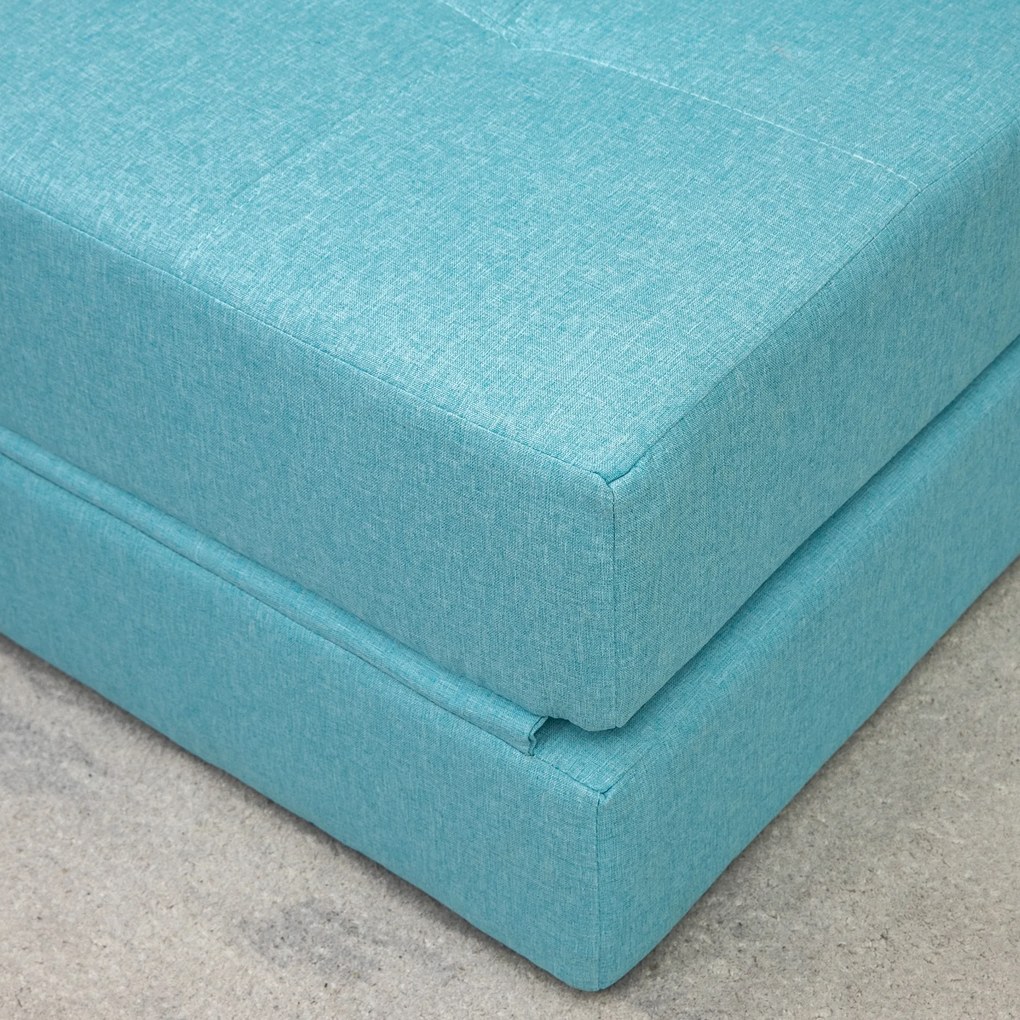 HOMCOM Πολυθρόνα-κρεβάτι, αποσπώμενο κάλυμμα, 70 cm x 70 cm x 61 cm, Ανοιχτό Μπλε