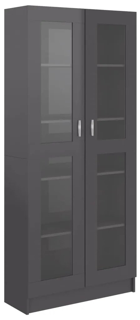 vidaXL Βιτρίνα Γυαλιστερό Γκρι 82,5 x 30,5 x 185,5 εκ. Μοριοσανίδα
