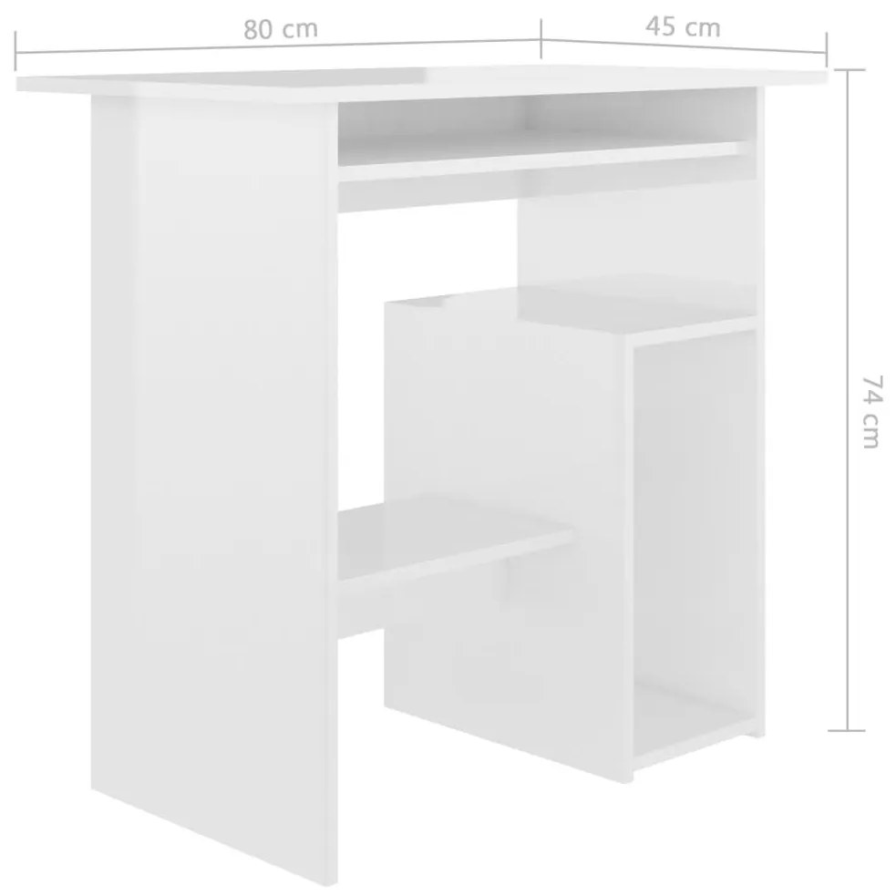 Γραφείο Γυαλιστερό Λευκό 80 x 45 x 74 εκ. από Επεξ. Ξύλο - Λευκό