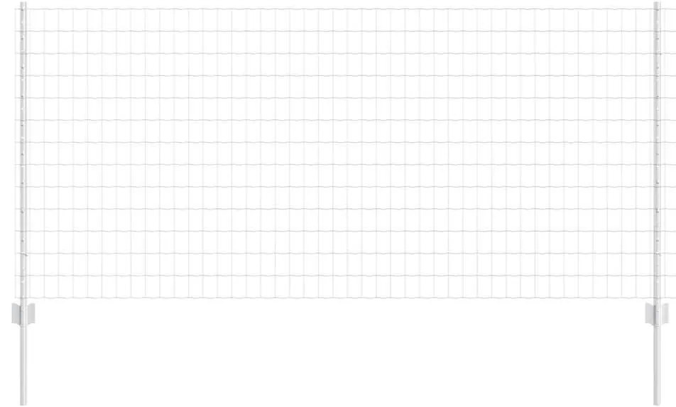 vidaXL Φράχτης με Στήλες. Ασημί 1 x 25 m Ατσάλι