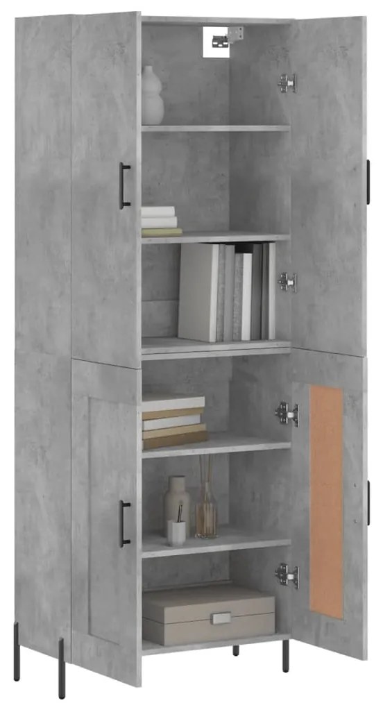 vidaXL Ντουλάπι Γκρι Σκυροδέματος 69,5x34x180 εκ. Επεξεργασμένο Ξύλο