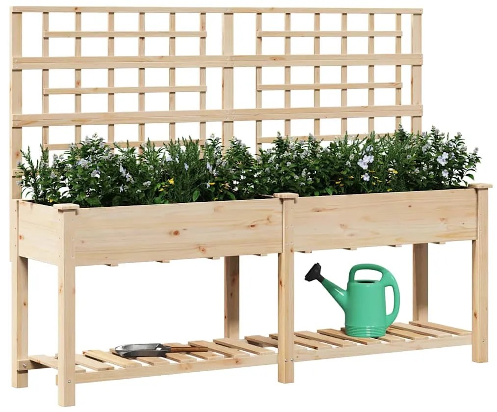 vidaXL Γλάστρα Κήπου Μπεζ 203.5 x 54 x 152.5 εκ. Στερεό ξύλο έλατου