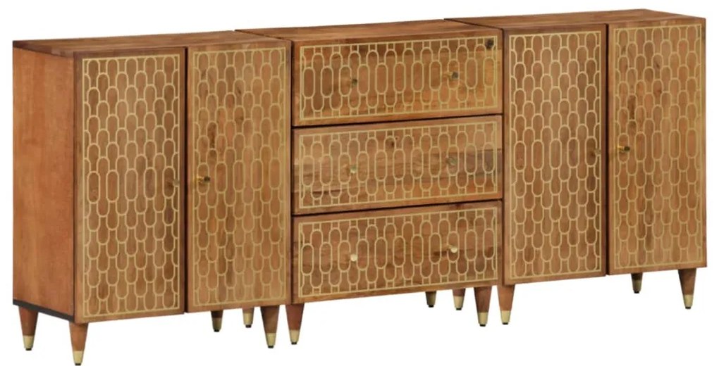 vidaXL Βοηθητικά Ντουλάπια 3 Τεμ. 60x33x75 εκ. από Μασίφ Ξύλο Μάνγκο