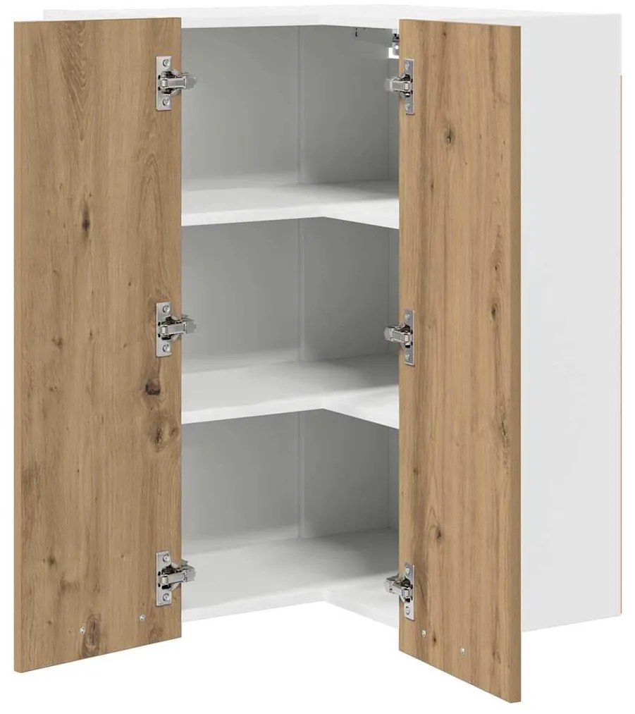 vidaXL Κρεμαστό ντουλάπι Χειροποίητη Δρυς και Λευκό 57 x 57 x 80 εκ.