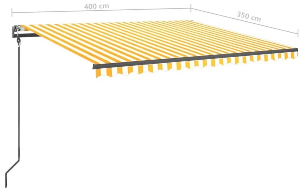 Τέντα Συρόμενη Αυτόματη με Στύλους Κίτρινο / Λευκό 4 x 3,5 μ. - Κίτρινο