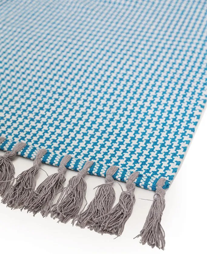 Χαλί Urban Cotton Kilim Δ - Houndstooth Caribbean Sea Royal Carpet - 130 x 190 cm - 15URBHOC.130190 - 15URBHOC.130190